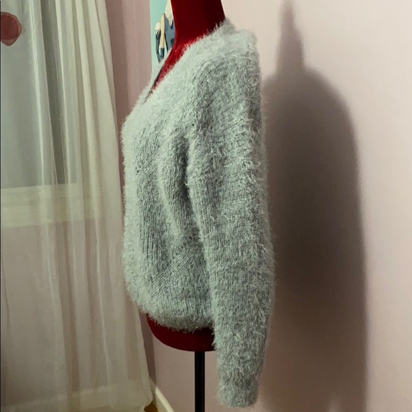 “Pink Rose” Grey fuzzy sweater. Size M and L - Picture 2 of 7